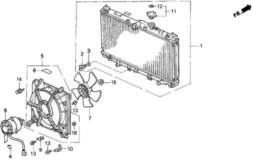 1994 Honda Prelude Radiator (Denso) Diagram