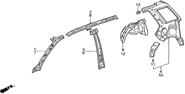 1988 Honda Civic 5 Door ** (WAGOVAN) KA 5MT Inner Panel Diagram