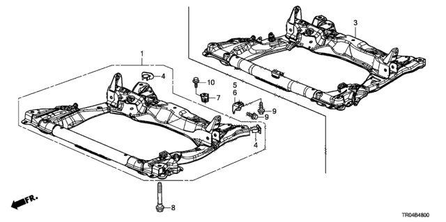 2012 Honda Civic Sub-Frame, Front Diagram for 50200-TR0-A01