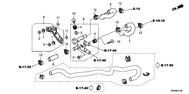 2019 Honda Clarity Plug-In Hybrid Hose A, Water Outlet Diagram for 79726-TRW-A00