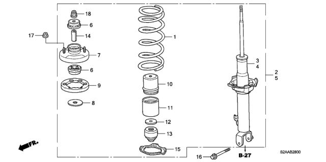 2009 Honda S2000 Shock Absorber Unit, Left Front Diagram for 51612-S2A-S21