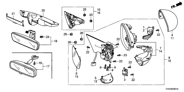 2018 Honda Accord 4 Door TRNG KA CVT Mirror Diagram