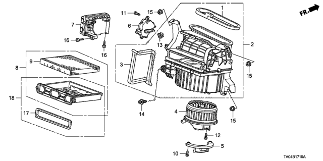 2010 Honda Accord Blower Sub-Assy. Diagram for 79305-TA0-A01