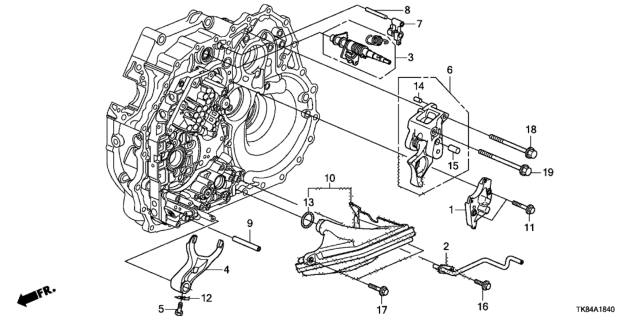 2016 Honda Odyssey 5 Door EXL (LEATHER/RES) KA 6AT AT Shift Fork Diagram