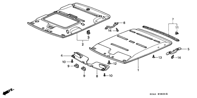 1998 Honda Civic Roof Lining Diagram