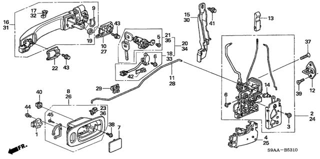 2006 Honda CR-V Knob, Inside Door Lock *YR239L* (KI IVORY) Diagram for 72137-S9A-000ZD