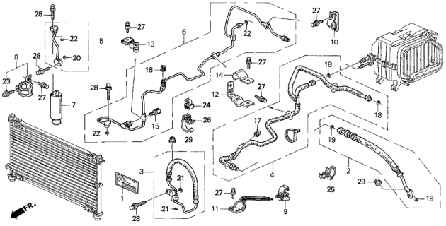 1998 Honda Odyssey A/C Front Hoses Diagram