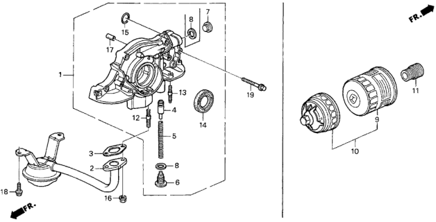 1994 Honda Del Sol 2 Door S KA 5MT Oil Pump - Oil Strainer Diagram