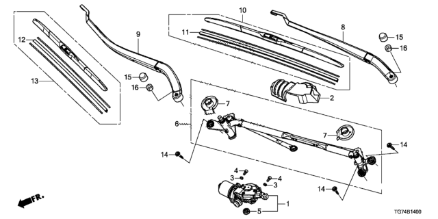 2020 Honda Pilot Front Windshield Wiper Diagram