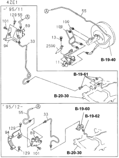 1994 Honda Passport 4 Door DX (4X2 4 CYLINDER) KA 5MT Master Cylinder Brake Piping Diagram 1