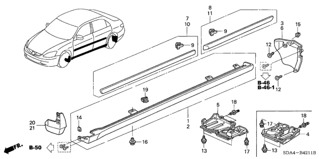 2003 Honda Accord Protector, R. FR. Door *B92P* (NIGHTHAWK BLACK PEARL) Diagram for 75302-SDA-A11ZA