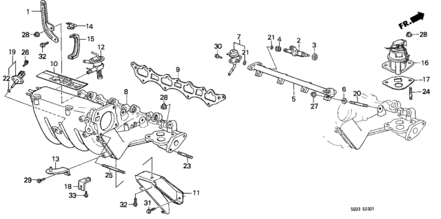 1987 Honda Accord 3 Door LXI KA 5MT Intake Manifold (PGM-FI) Diagram