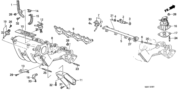 1987 Honda Accord Stay, Cable Clamp Diagram for 17264-PJ0-660