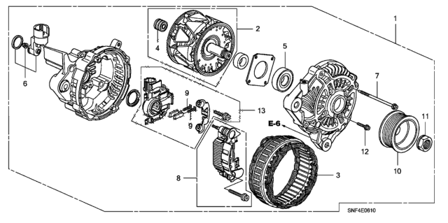 2006 Honda Civic Alternator Assembly (Ahga75) (Mitsubishi) Diagram for 31100-RNE-A01