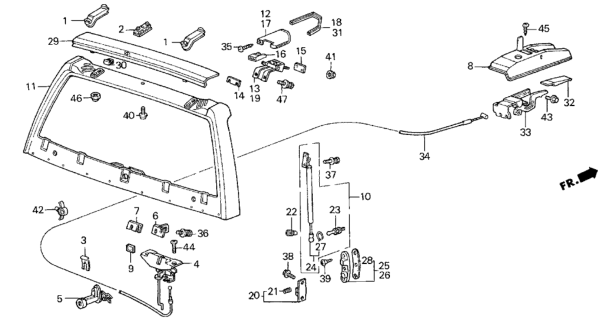 1985 Honda Civic Stay Assembly, Tailgate Open Diagram for 85270-SB3-901