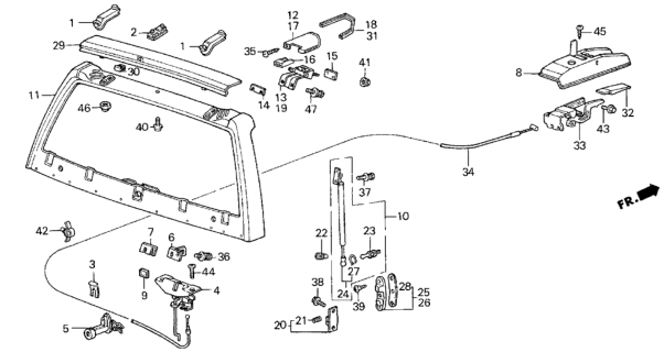 1987 Honda Civic Seal, Tailgate Stopper Diagram for 85279-SB3-010