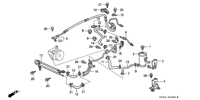 1995 Honda Accord P.S. Hoses - Pipes Diagram