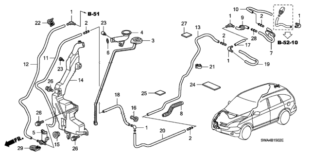 2011 Honda CR-V Motor, Washer Diagram for 76806-SMA-J02