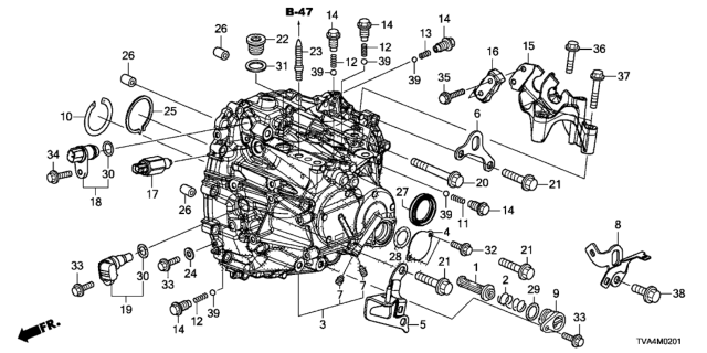 2020 Honda Accord Case, Transmission Diagram for 21200-6D9-000