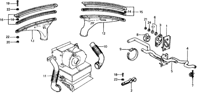 1979 Honda Civic 2 Door ** KA 4MT Water Hose - Defroster Hose Diagram