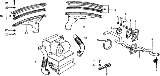 1978 Honda Civic Hose, R. Defroster Diagram for 39231-634-671