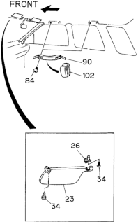 1995 Honda Passport Holder, Sunvisor Diagram for 8-94333-742-2