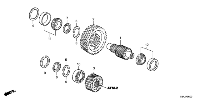 2018 Honda Civic AT Final Drive Shaft Diagram