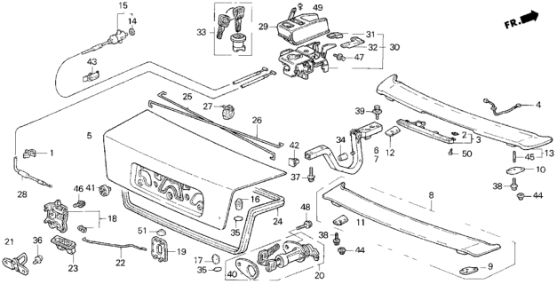 1994 Honda Prelude Trunk Lid Diagram