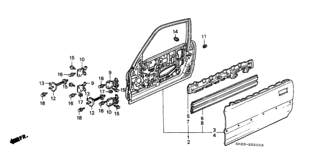 1988 Honda CRX Door Panel Diagram