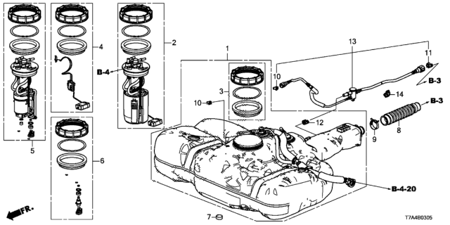 2020 Honda HR-V Module Set, Fuel Pump Diagram for 17045-T7W-A01