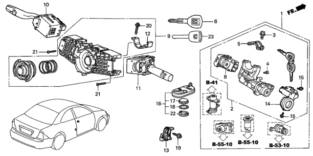 2004 Honda Civic Cylinder Set, Key Diagram for 06350-S5A-A22