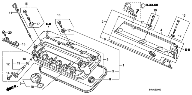 2008 Honda Pilot Cylinder Head Cover Diagram