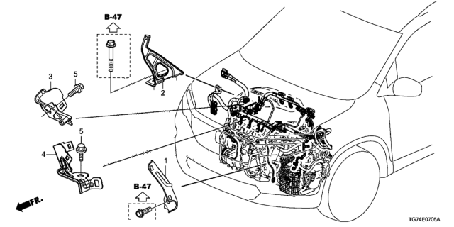 2021 Honda Pilot Engine Wire Harness Stay Diagram