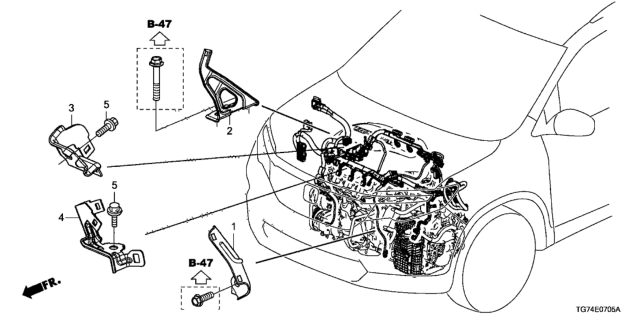 2019 Honda Pilot Engine Wire Harness Stay Diagram