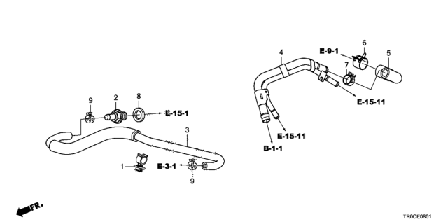 2015 Honda Civic 4 Door SI (HPT) KA 6MT PCV Tube (2.4L) Diagram