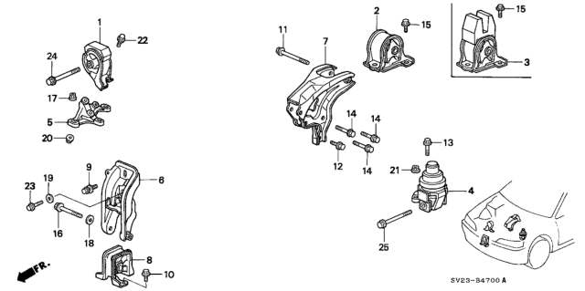 1997 Honda Accord 2 Door LX KA 5MT Engine Mount Diagram
