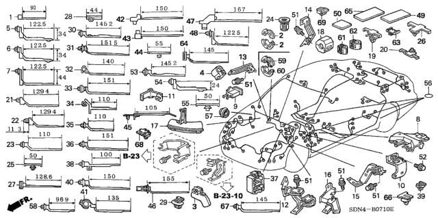 2003 Honda Accord 2 Door EX (V6) KL 5AT Harness Band - Bracket Diagram