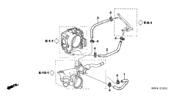 2005 Honda Pilot 5 Door EXL (RES) KA 5AT Water Hose Diagram