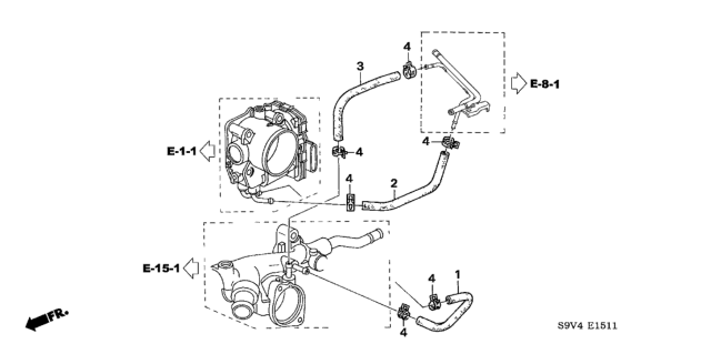 2007 Honda Pilot Hose B, Water Diagram for 19522-PVJ-A00