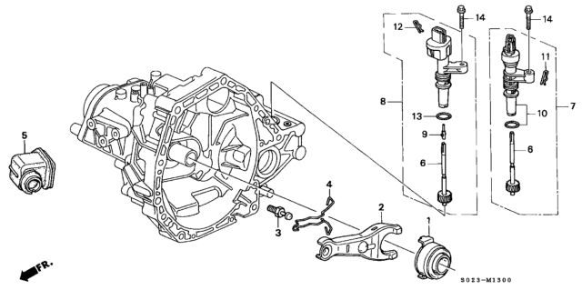 1999 Honda Civic Fork, Clutch Release Diagram for 22821-P80-010