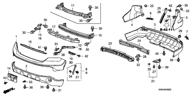 2008 Honda CR-V Base, Front License Plate Diagram for 71145-SWA-A00