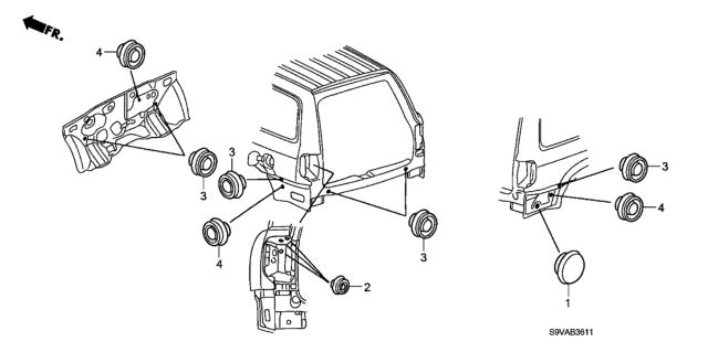 2008 Honda Pilot 5 Door LX-VP (2WD) KA 5AT Grommet (Rear) Diagram