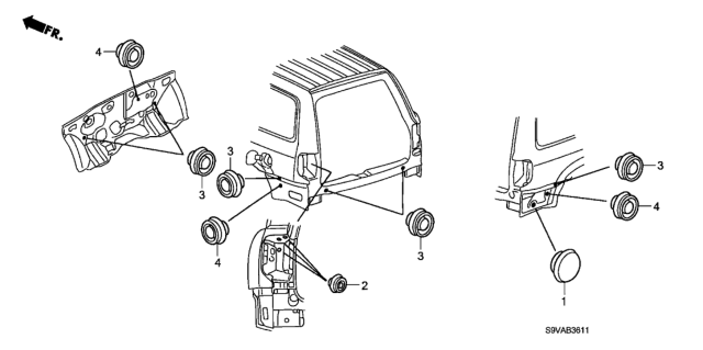 2008 Honda Pilot Grommet (Rear) Diagram