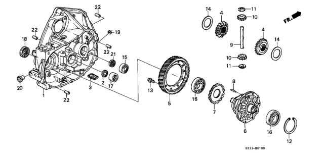 1991 Honda Civic MT Clutch Housing  - Differential Diagram