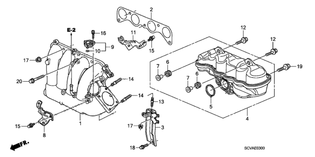 2008 Honda Element Stay, In. Manifold Diagram for 17132-PZD-A01