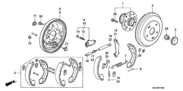 2007 Honda Accord Rear Brake (Drum) Diagram