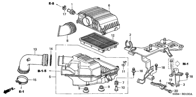 2005 Honda Civic Element Assembly, Air Cleaner Diagram for 17220-PZA-000