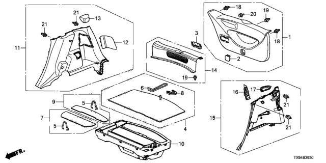 2013 Honda Fit EV Board, FR. Cargo Box *NH167L* (GRAPHITE BLACK) Diagram for 84525-TX9-A01ZA