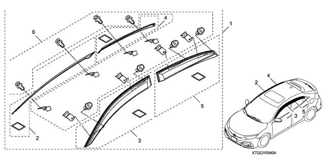 2021 Honda Civic Door Visor (Sport & Type R) Diagram