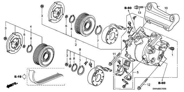 2010 Honda CR-V A/C Compressor Diagram